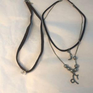 3/$15 set of 2 leather choker Capricorn gemstone